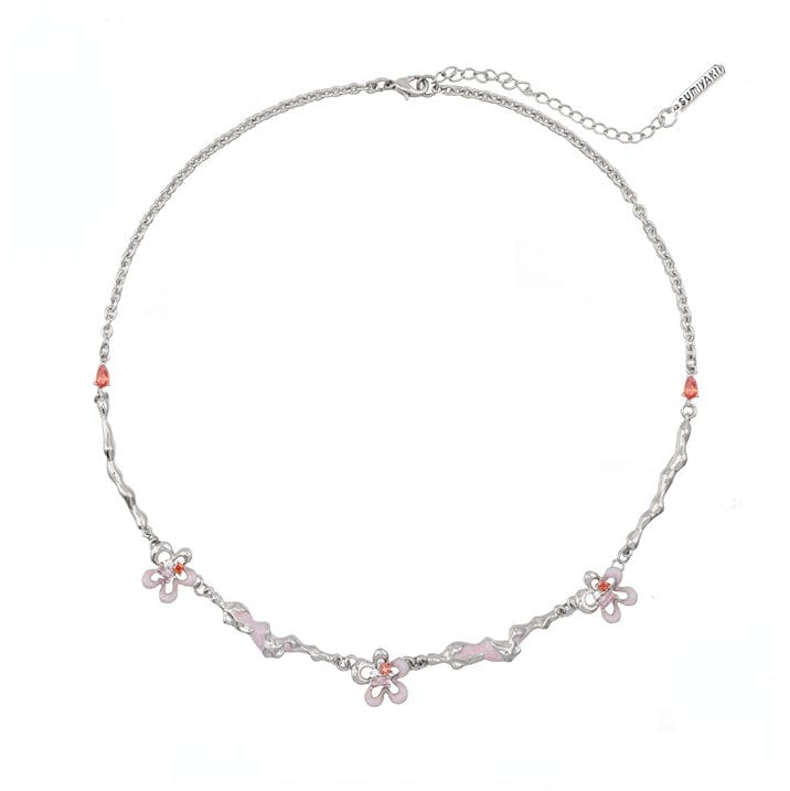 Kobine Women's Grunge Double Color Floral Necklace