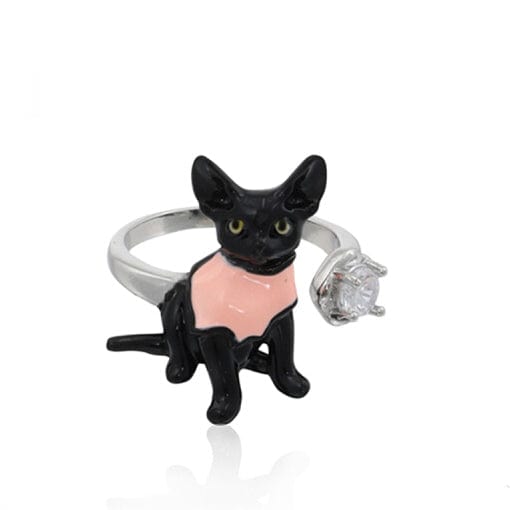 Kobine Women's Grunge Pink Cat Open Ring