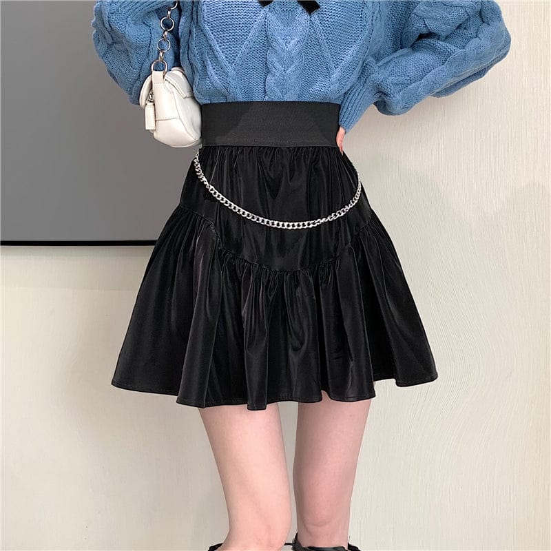 Kobine Women's JK High-waisted Ruffles A-line Skirt