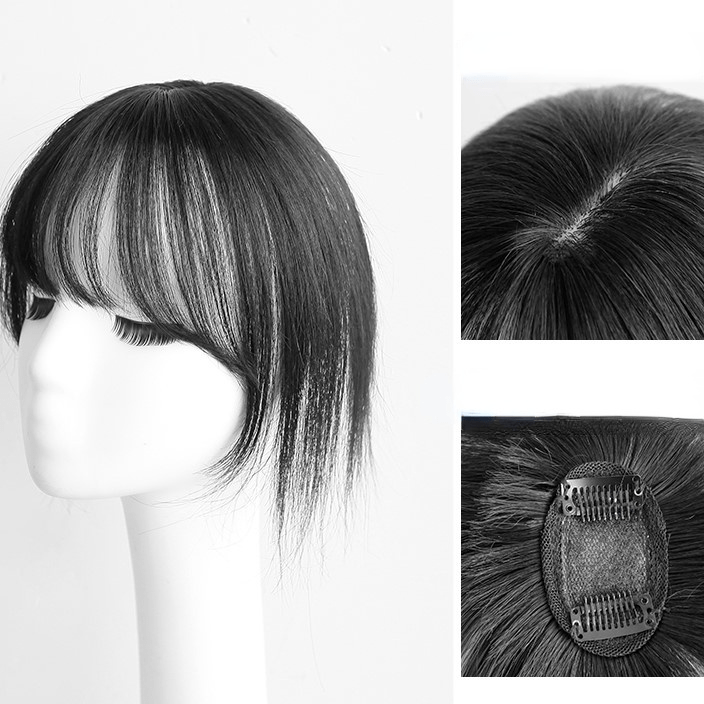 Kobine Women's Natural Bangs Human Hair Wig