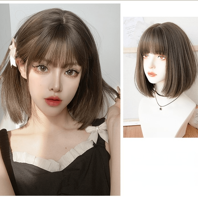 Kobine Women's Natural Straight Short Synthetics Hair Wig