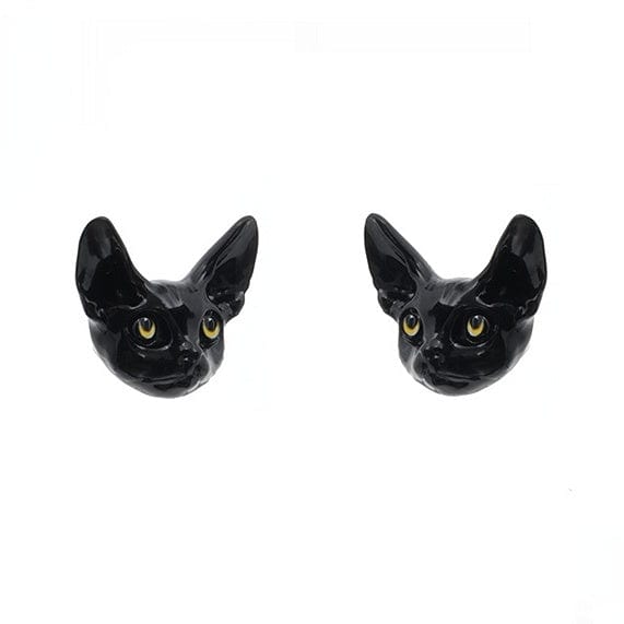 Kobine Women's Punk Black Cat Earrings
