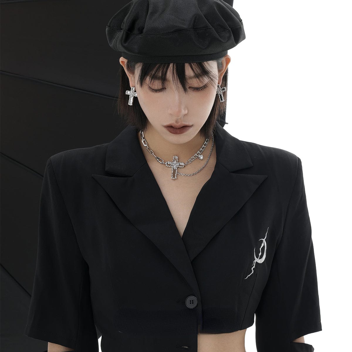 Kobine Women's Punk Cross Chain Necklace