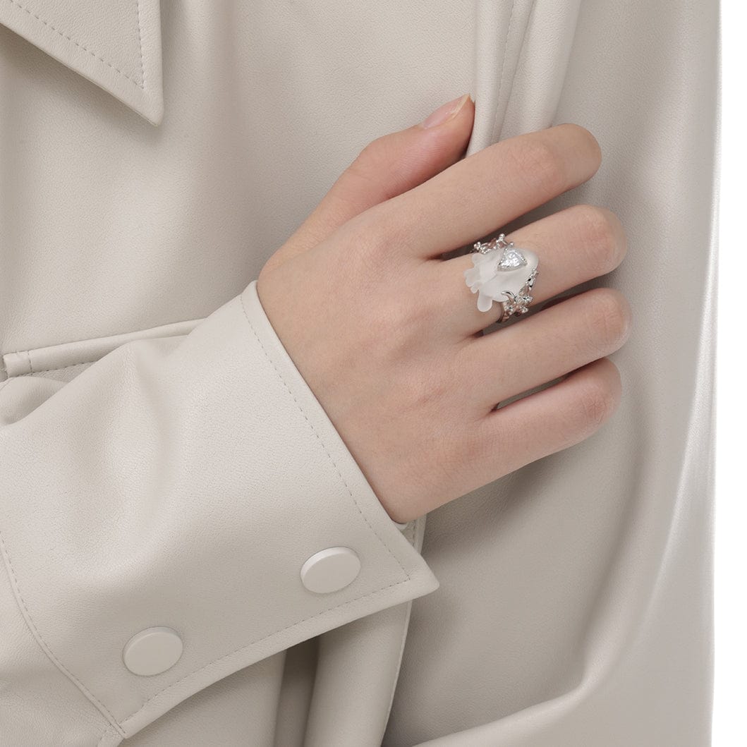 Kobine Women's Punk Heart Zircon Open Ring