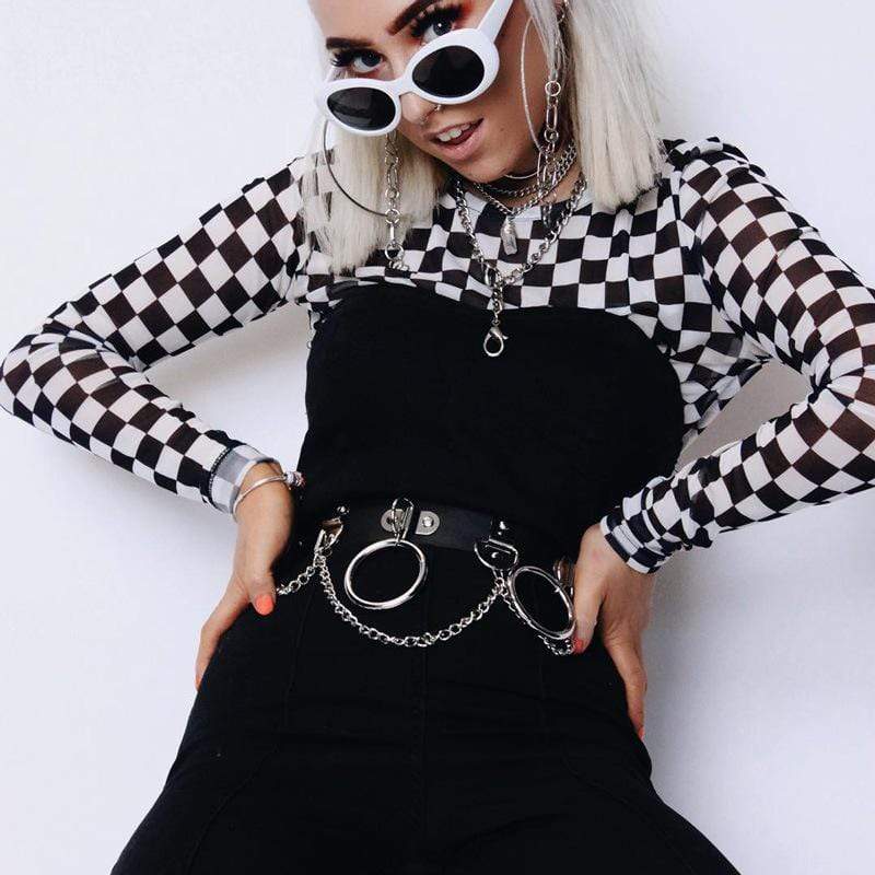 Women's Punk Rings And Chains Faux Leather Belts