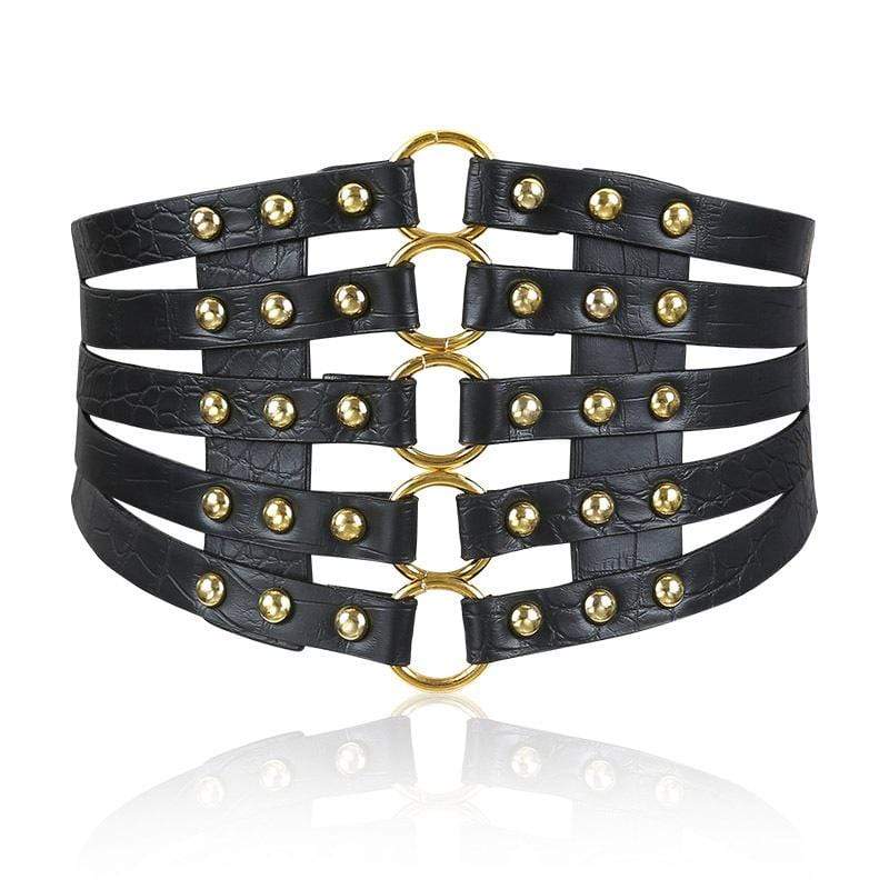 Women's Punk Rivets Straps Faux Leather Wide Belts
