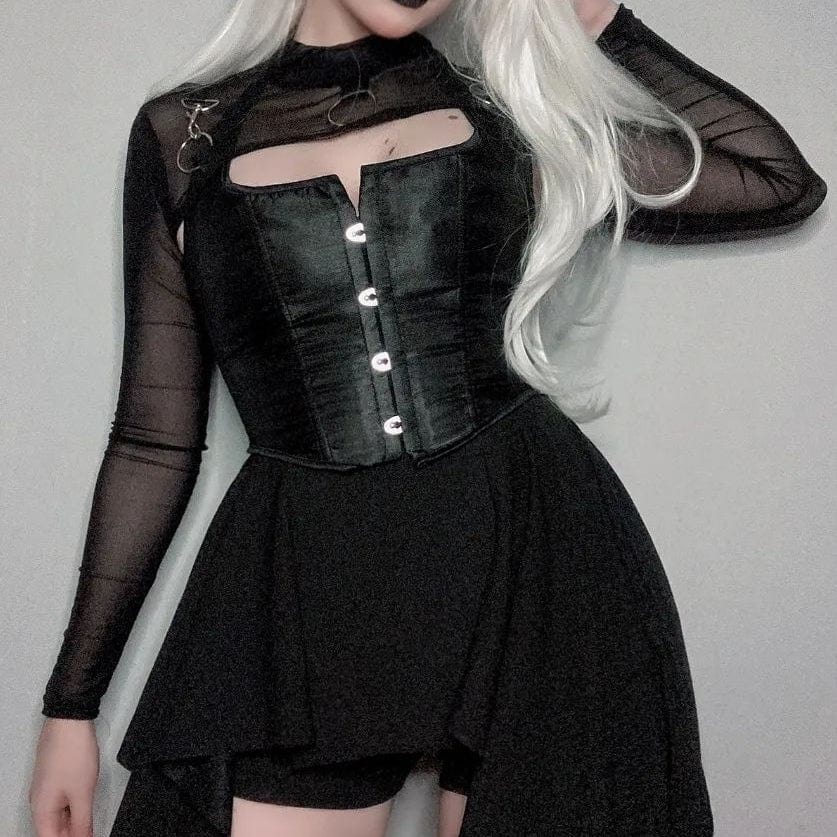 Kobine Women's Punk Strappy Halterneck Overbust Corset