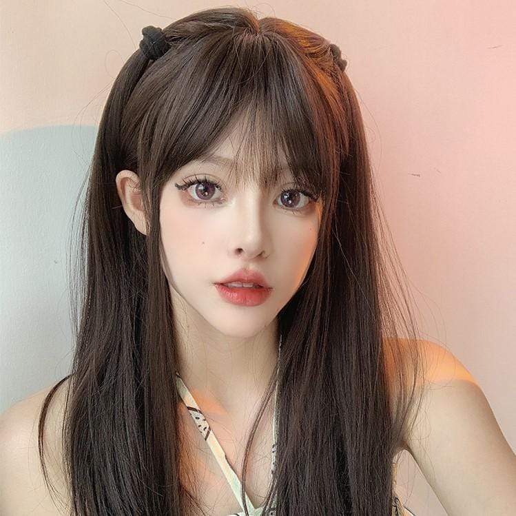 Kobine Women's Silky Straight Medium Synthetic Hair Wig