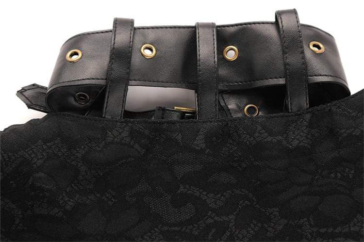 Women's Spiral Steel Boned Steampunk Gothic Vintage Brocade Corset with Jacket and Belt