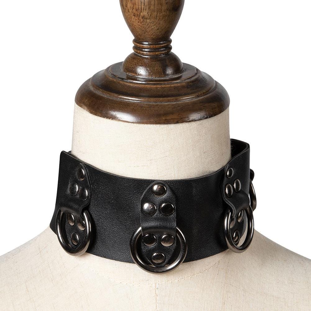 Kobine Women's Steampunk Annuli Nailed Buckle Choker