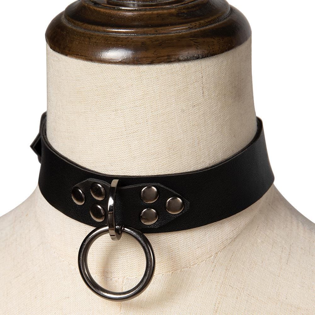 Kobine Women's Steampunk Annulus Nailed Buckle Choker
