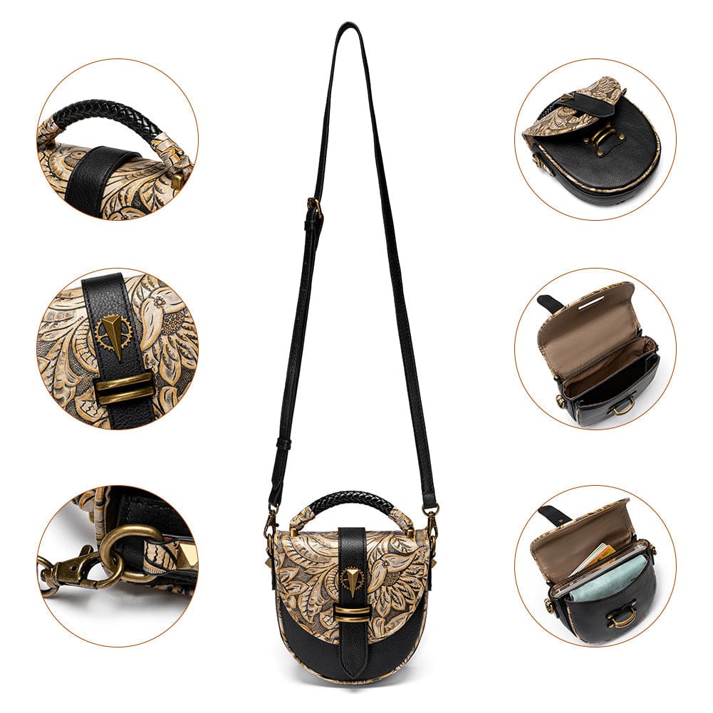 Kobine Women's Steampunk Embossed Buckle Bag
