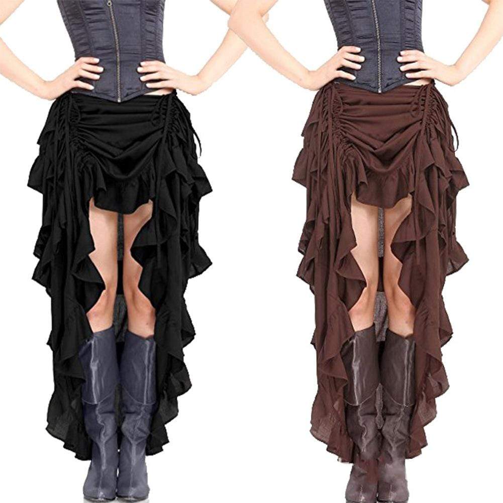 Women's Steampunk Pure Color Ruffled Skirts