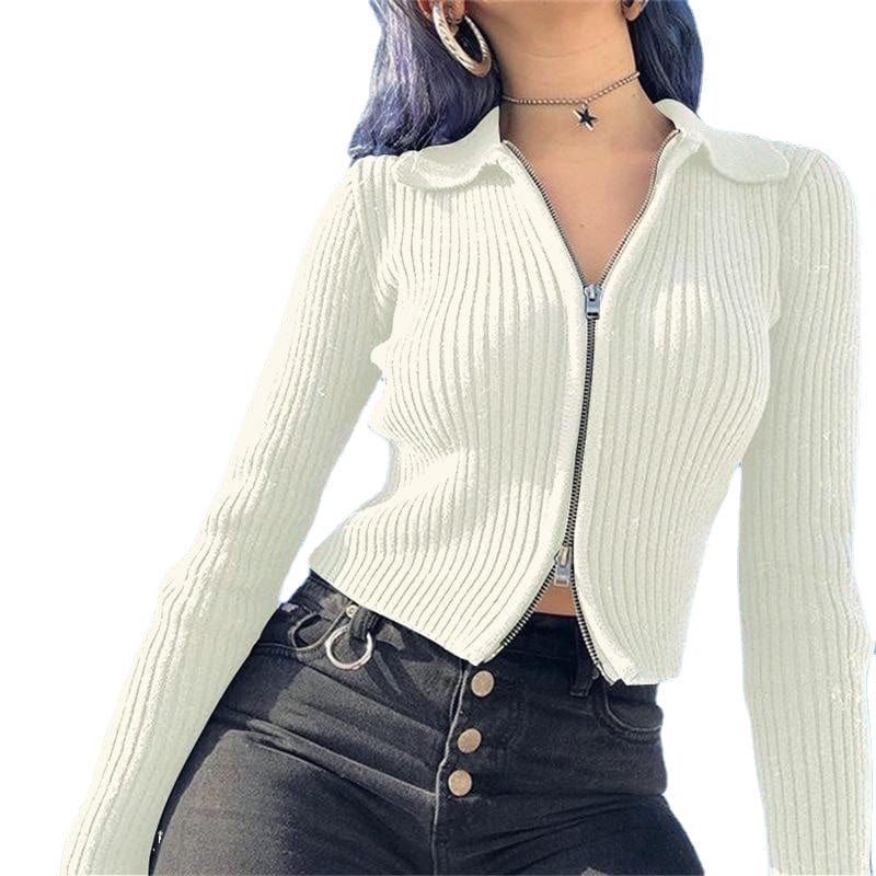 Kobine Women's Turn-down Collar Knitted Short Jackets