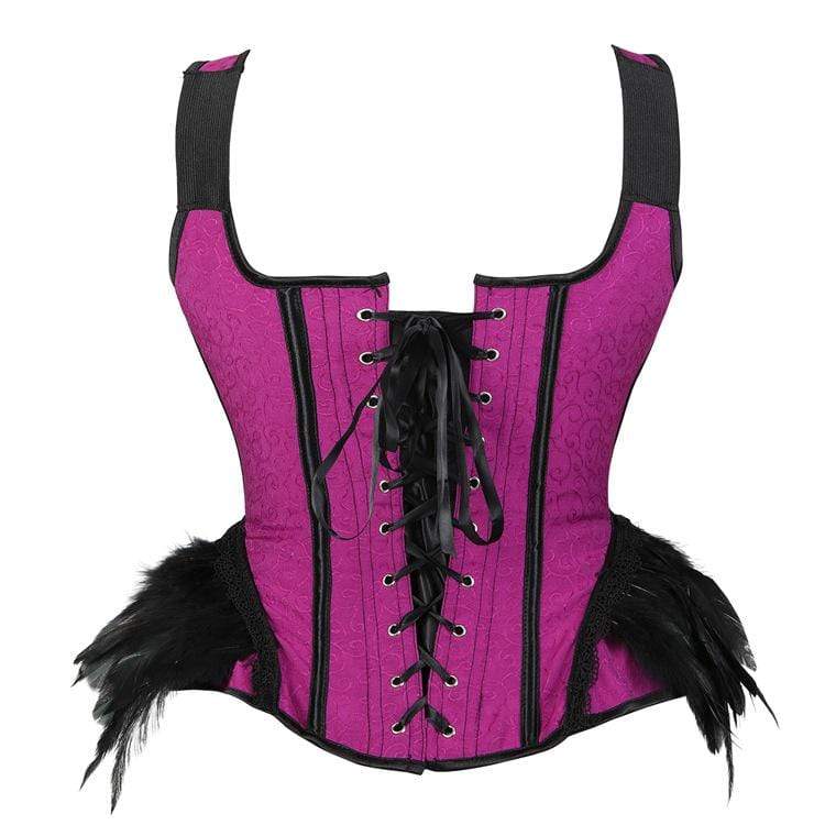 Women's Vintage Contrast Color Lace Hem Faux Fun Overbust Corsets