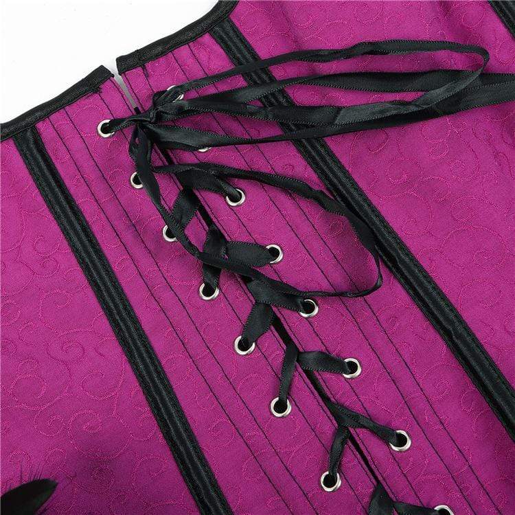 Women's Vintage Contrast Color Lace Hem Faux Fun Overbust Corsets