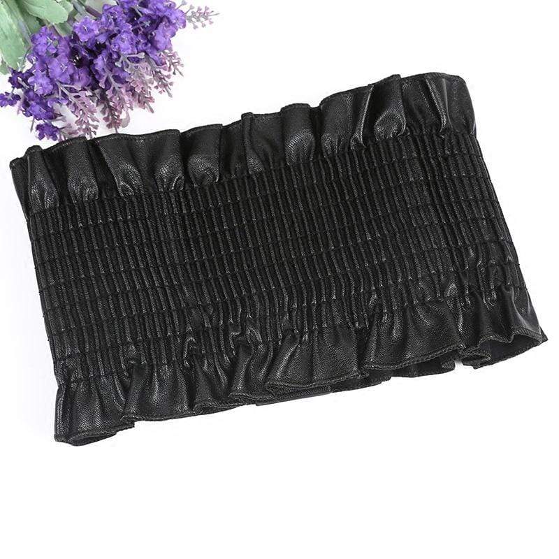 Women's Vintage Faux Leather Ruffles Wide Belts