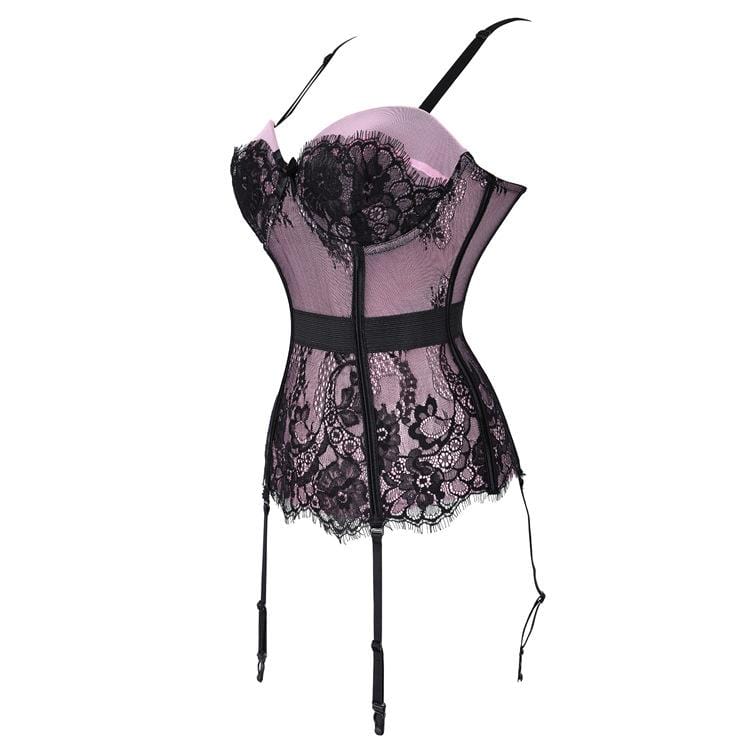 Women's Vintage Gothic Floral Lace Overbust Corsets