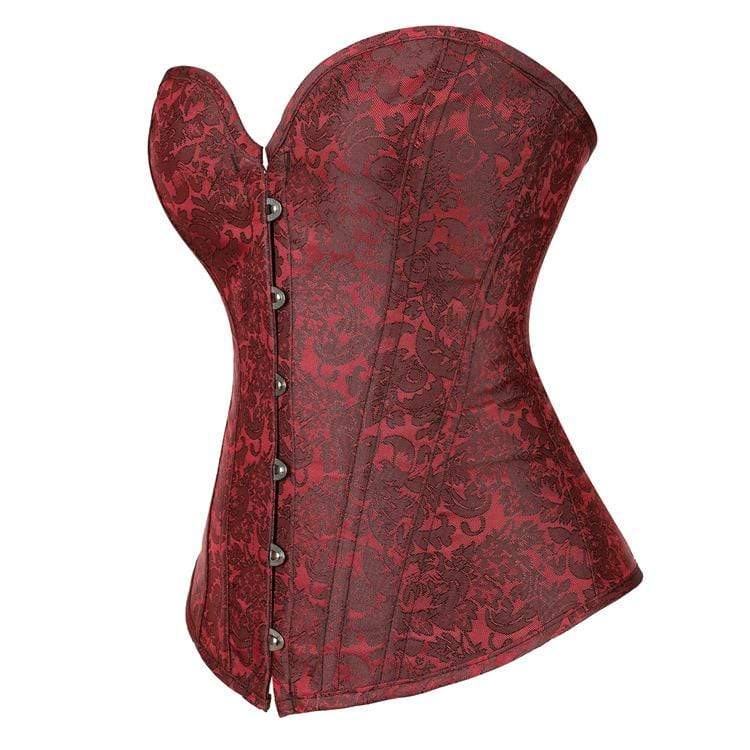 Kobine Women's Vintage Gothic Floral Printed Jacquard Overbust Corsets