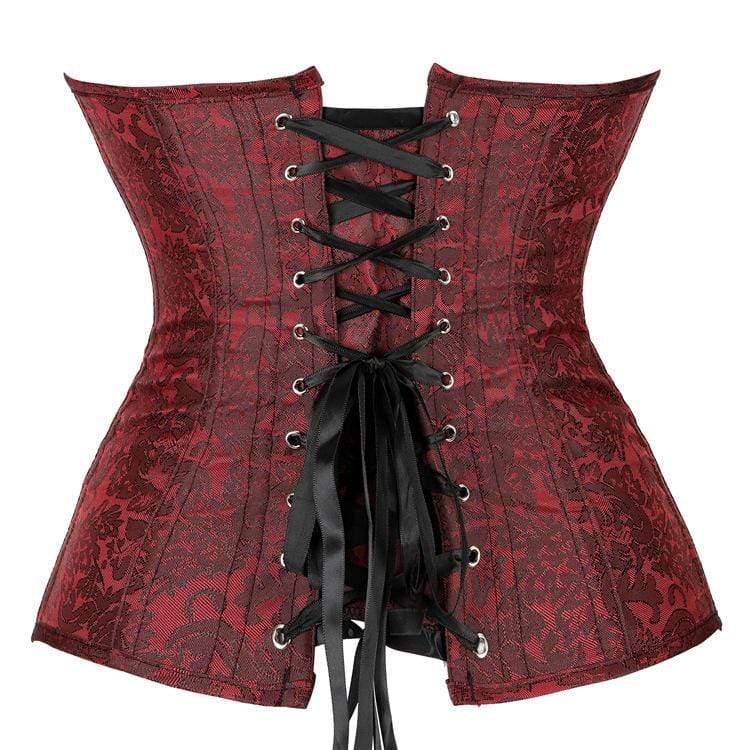 Kobine Women's Vintage Gothic Floral Printed Jacquard Overbust Corsets