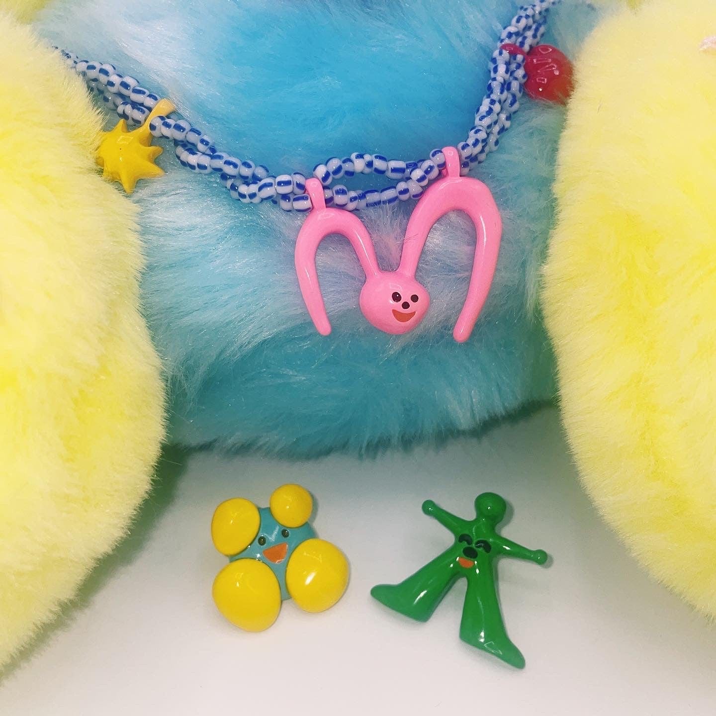 Pink Kawaii Women's Beads Twining Rabbit Necklace