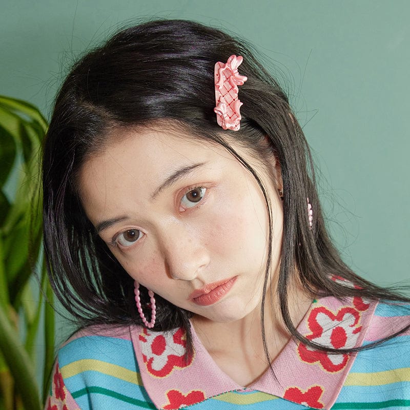 Pink Kawaii Women's Bowknot Rhinestone Hair Pin