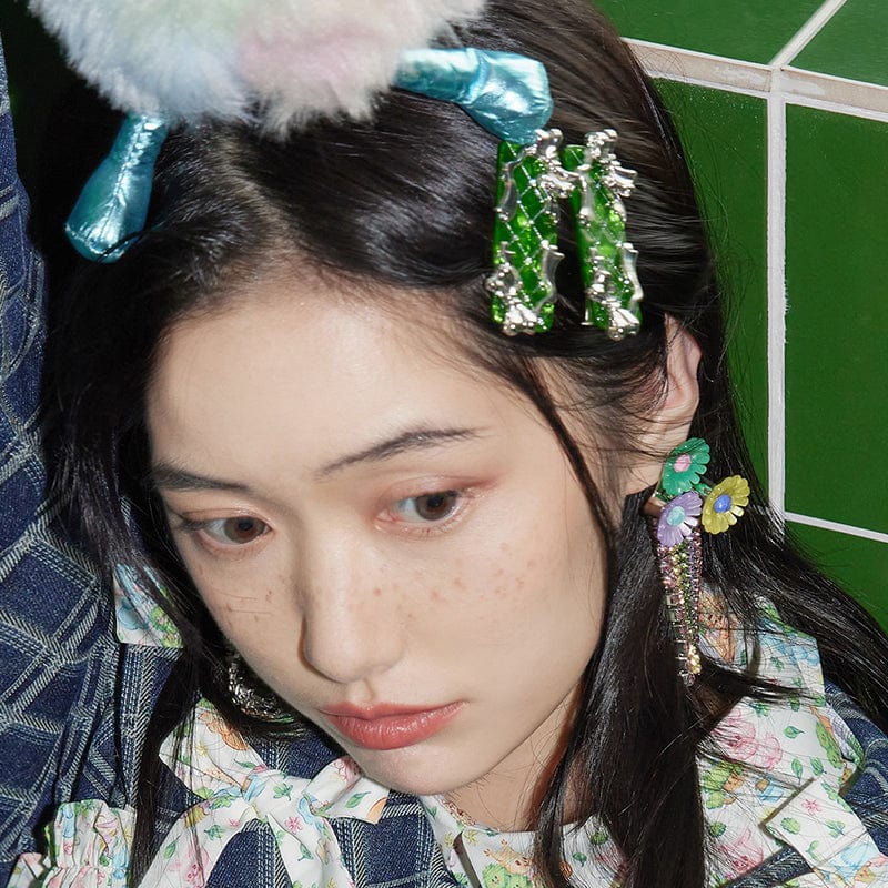 Pink Kawaii Women's Bowknot Rhinestone Hair Pin