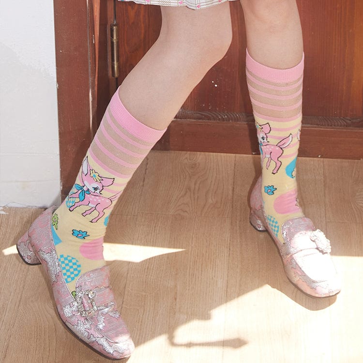 Pink Kawaii Women's Kawaii Deer Colorful Socks