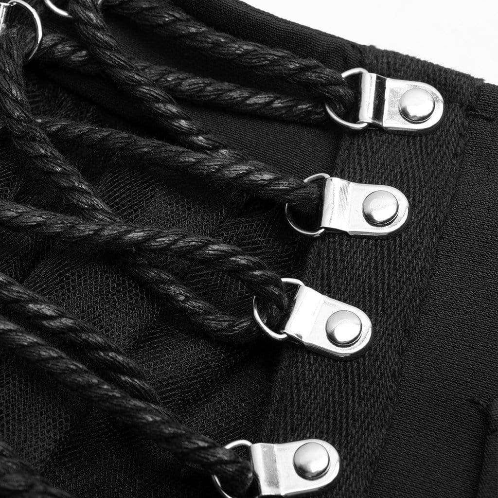 PR-A Women's Goth High-waisted Lacing Multi-layered Mesh Skirts