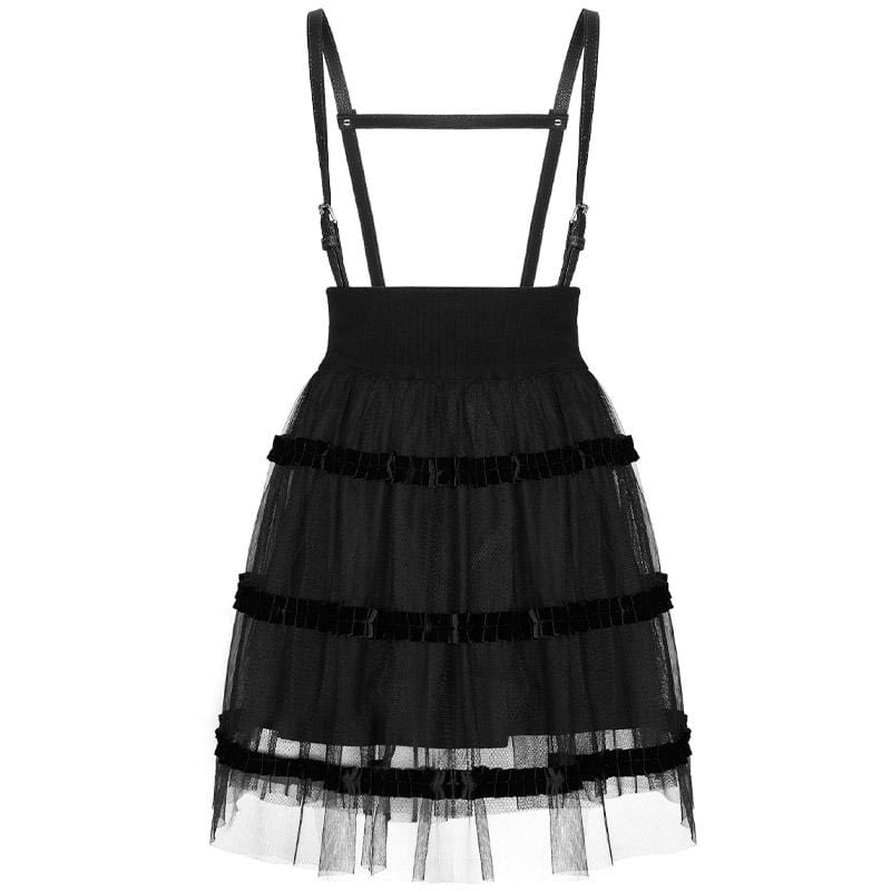 Women's Gothic Mesh Double Layered Overall Skirts