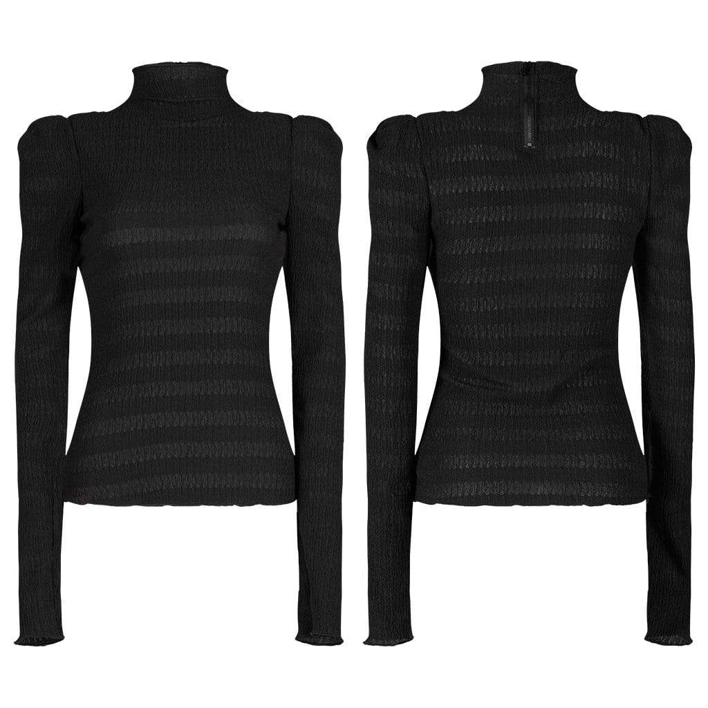 PR-A Women's Punk Puff Sleeved Ruffles Shirt