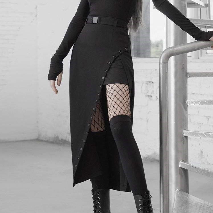 Women's Two-pieces Eyelets Slit Long Skirts