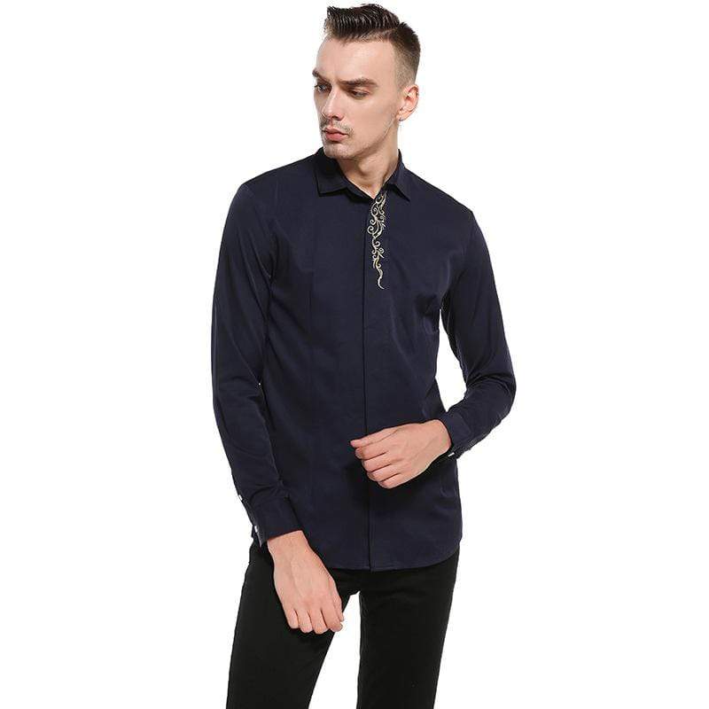 Floral Embroidered Slim Fit Shirt