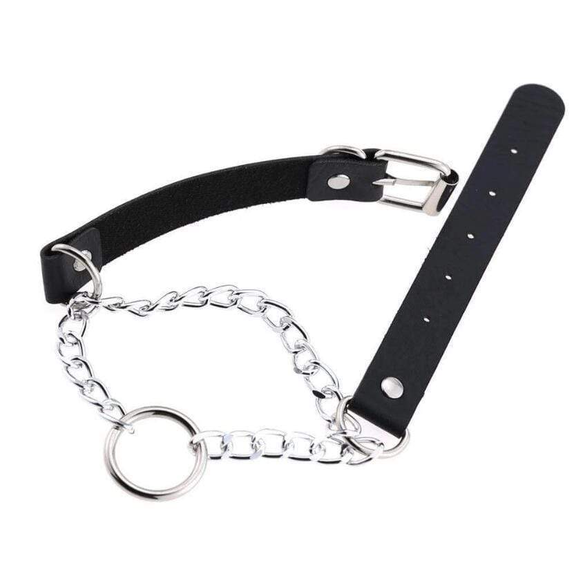Women's Goth O-ring Double-layer Faux Leather Choker