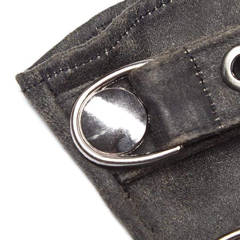 Men's Steampunk Belt Buckle Rivet Gloves Grey