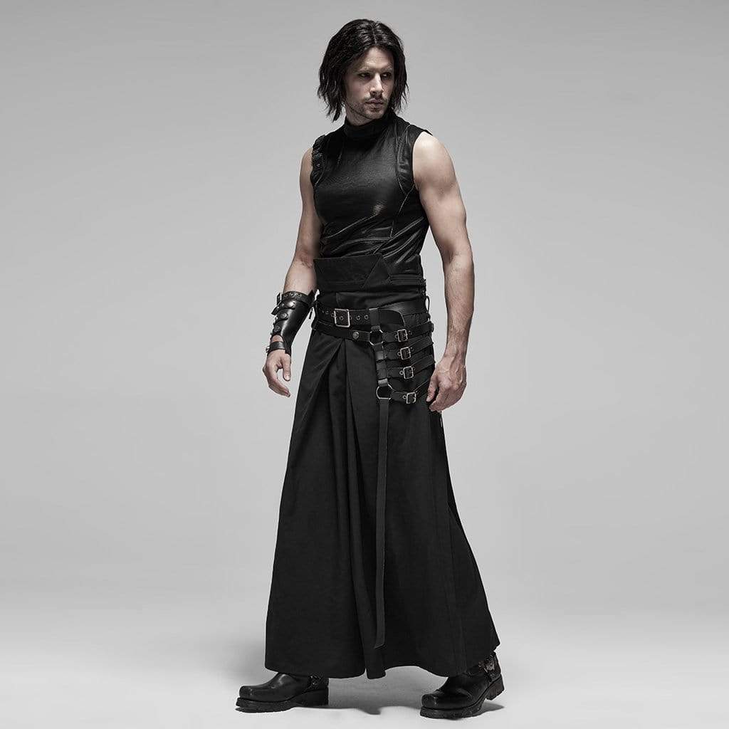 Men's Black Japanese Warrior Pantskirts With Harness