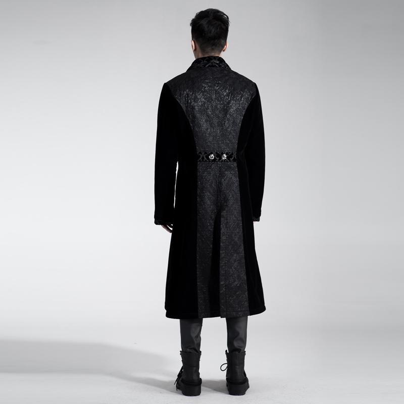 Men's Gothic Floral Embroideried Turn Down Collar Maxicoat