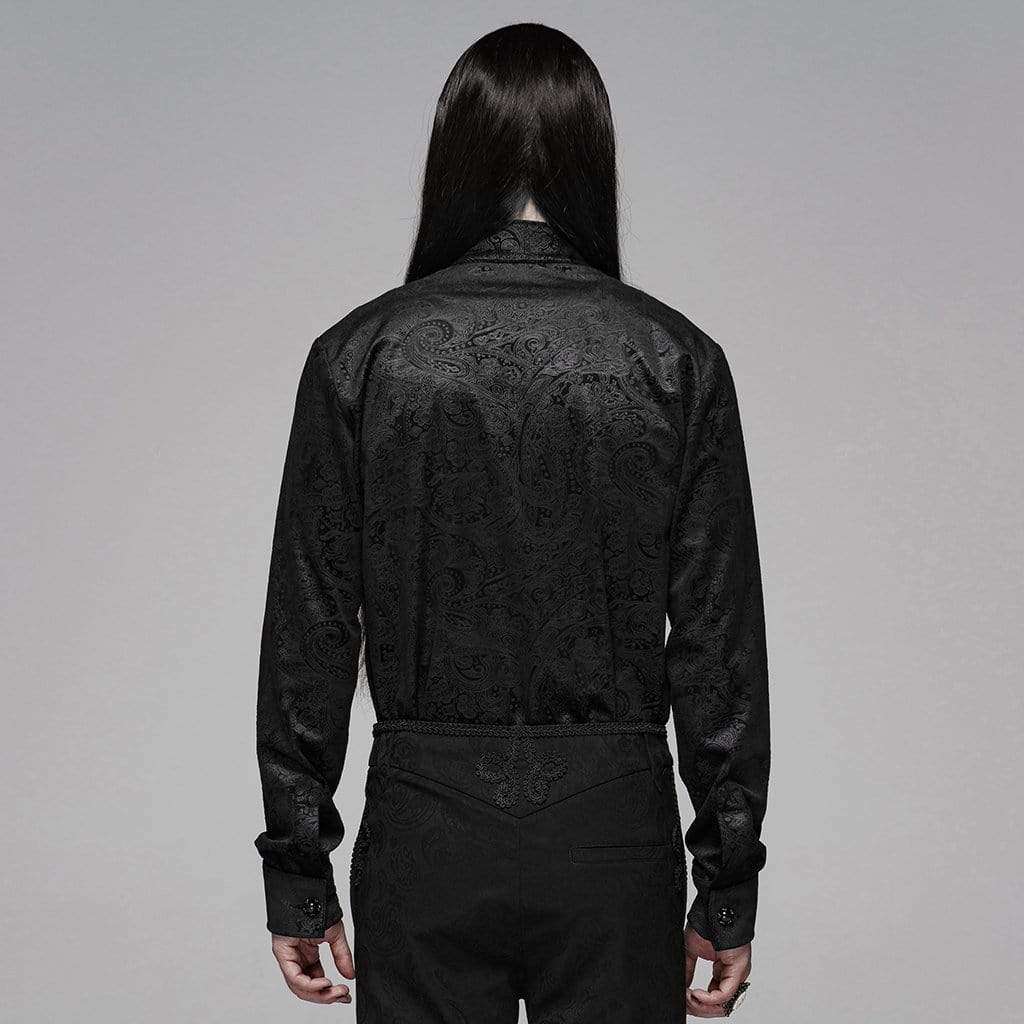 Men's Goth Stand Collar Floral Shirt