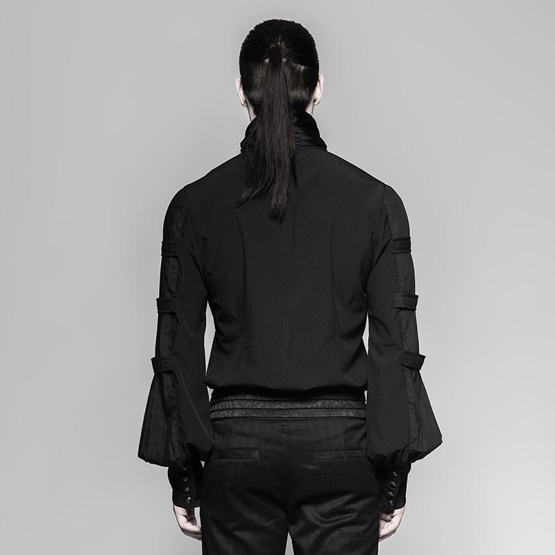 Men's Gothic Black Stripes Shirt With Necktie