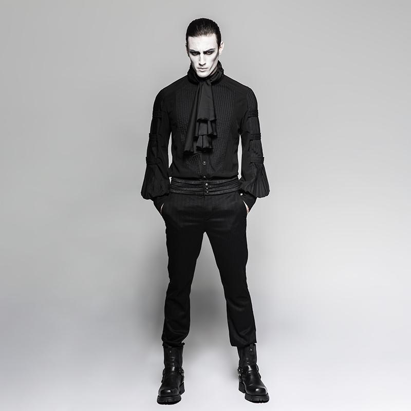 Men's Gothic Black Stripes Shirt With Necktie