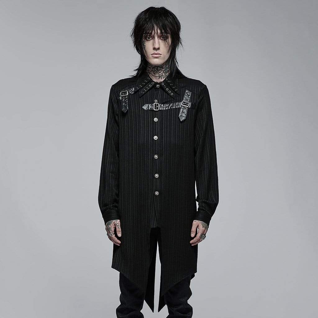 Punk Rave Men's Gothic Buckles Swallow-tailed Shirt