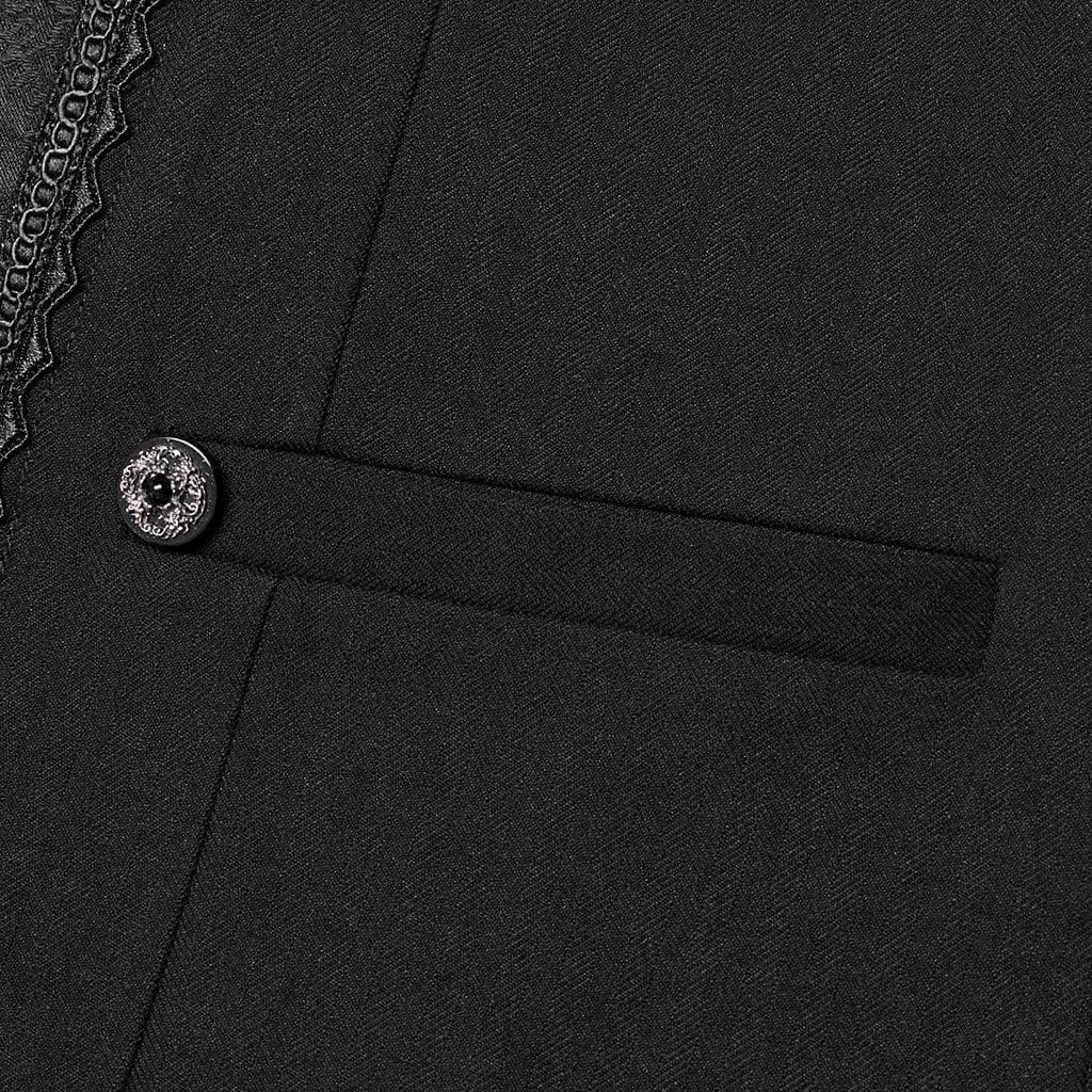 PUNK RAVE Men's Gothic Floral Printed Splice Vest