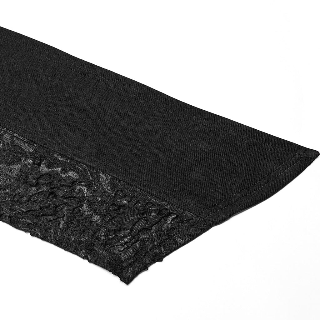 PUNK RAVE Men's Gothic Irregular Ripped Scarf with Hood