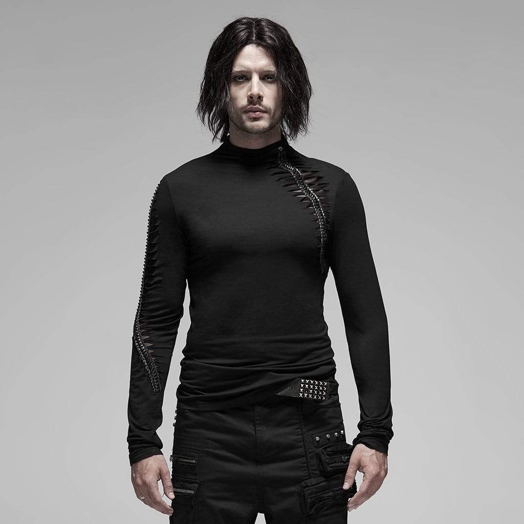 Men's Gothic Keel Hollowed Long Sleeved T-shirts