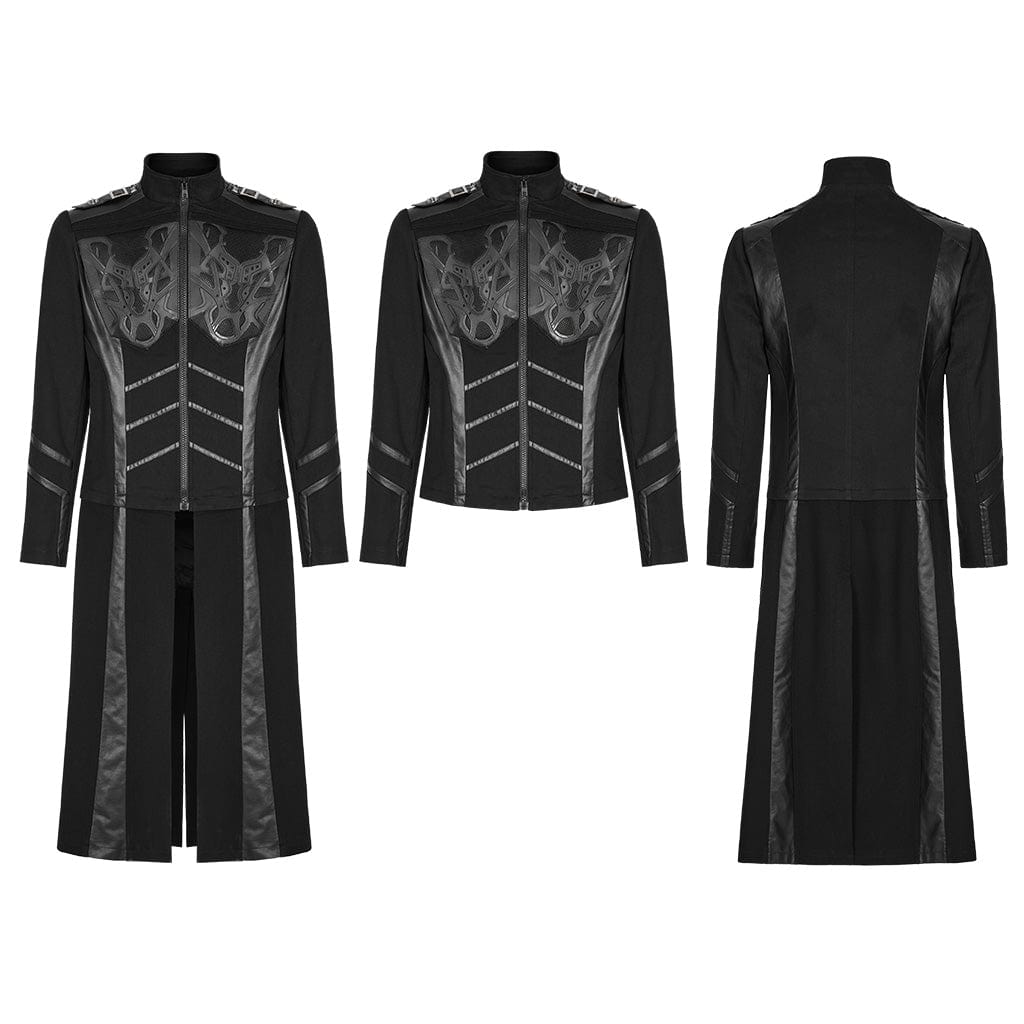 PUNK RAVE Men's Gothic Mechanistic Detachable Coat