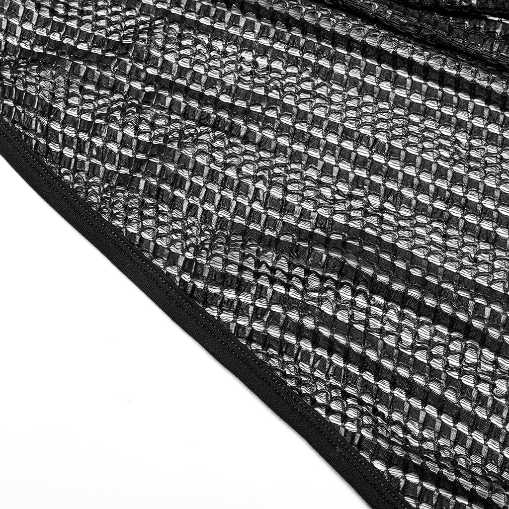 PUNK RAVE Men's Gothic Mesh Scarf with Hood
