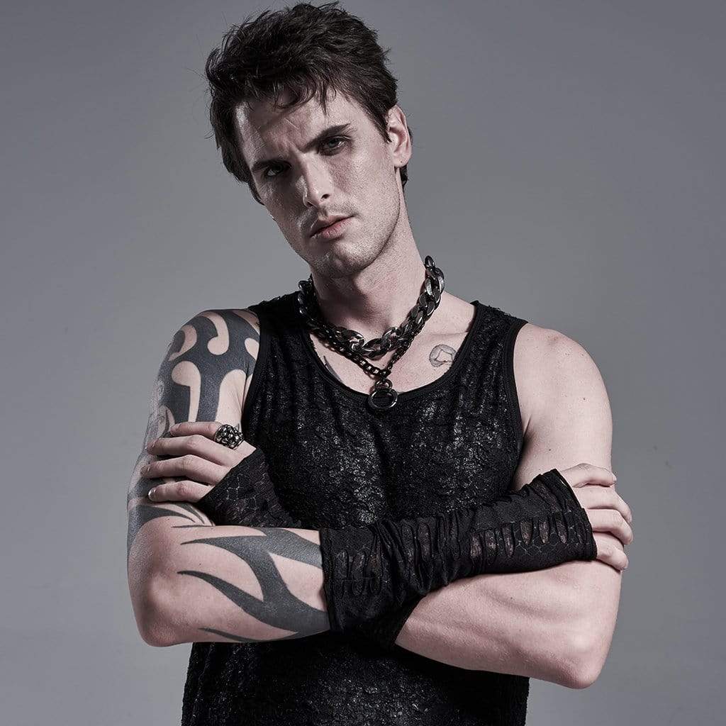 Men's Gothic Ripped Long Gloves