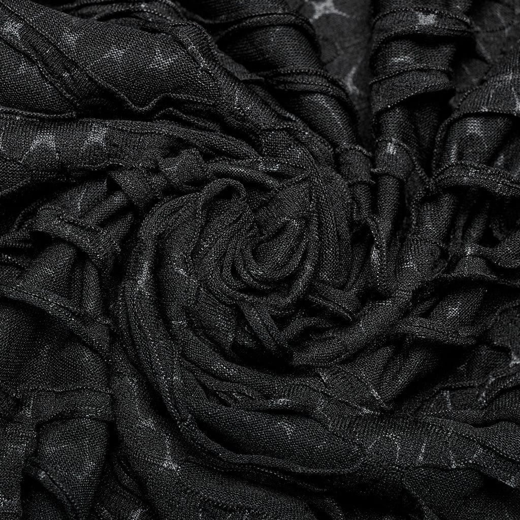 PUNK RAVE Men's Gothic Spider Mesh Ripped Tank Top