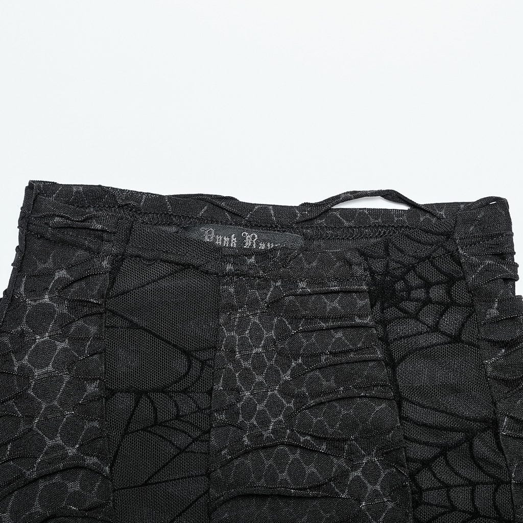 PUNK RAVE Men's Gothic Spider Mesh Ripped Tank Top