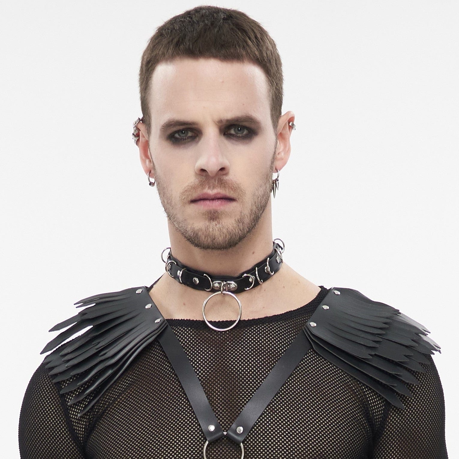 Punk Rave Men's Punk Big Ring Faux Leather Choker